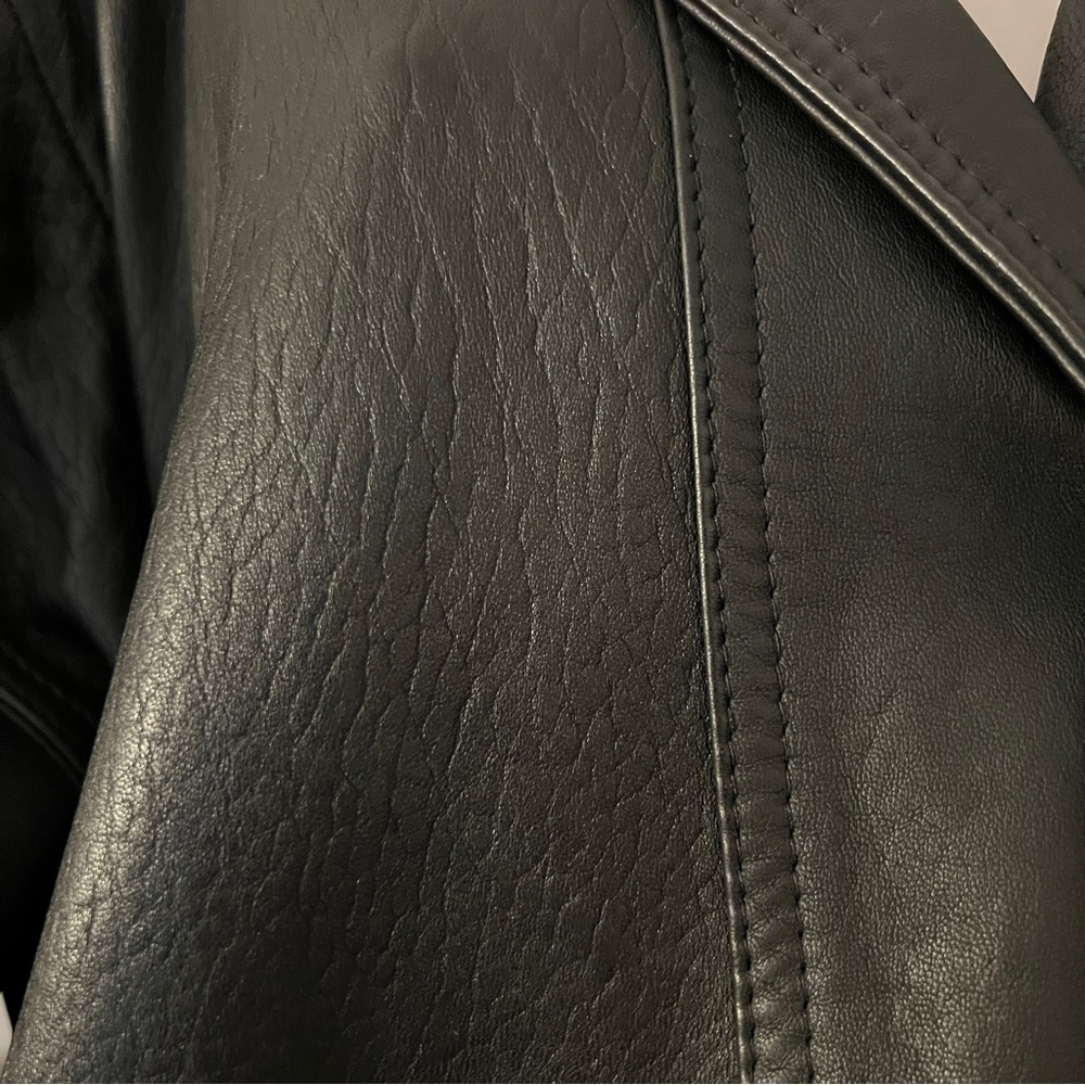 OVERSIZED BOMBER JACKET 80s MAGLIA like HAILEY BEIBER'S Leather Black VINTAGE - Picture 9 of 16